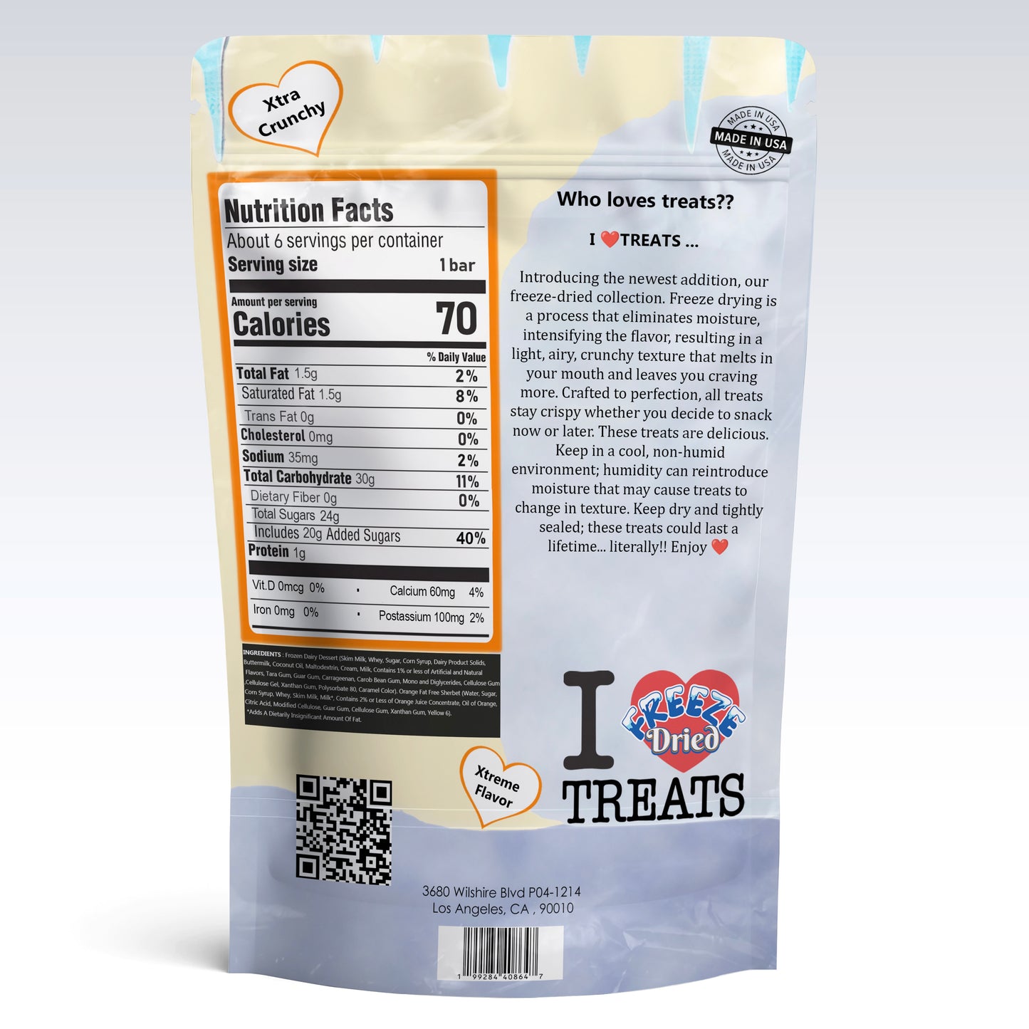 Freeze Dried Orange Creamsicle Ice Cream Bites 5 oz