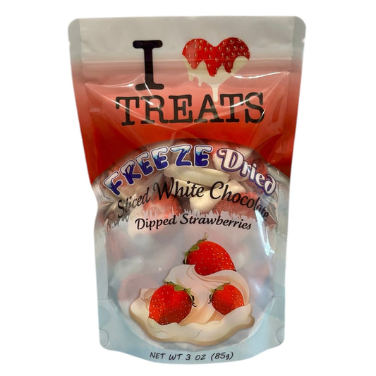 Freeze Dried White Chocolate Covered Strawberries (3 oz)