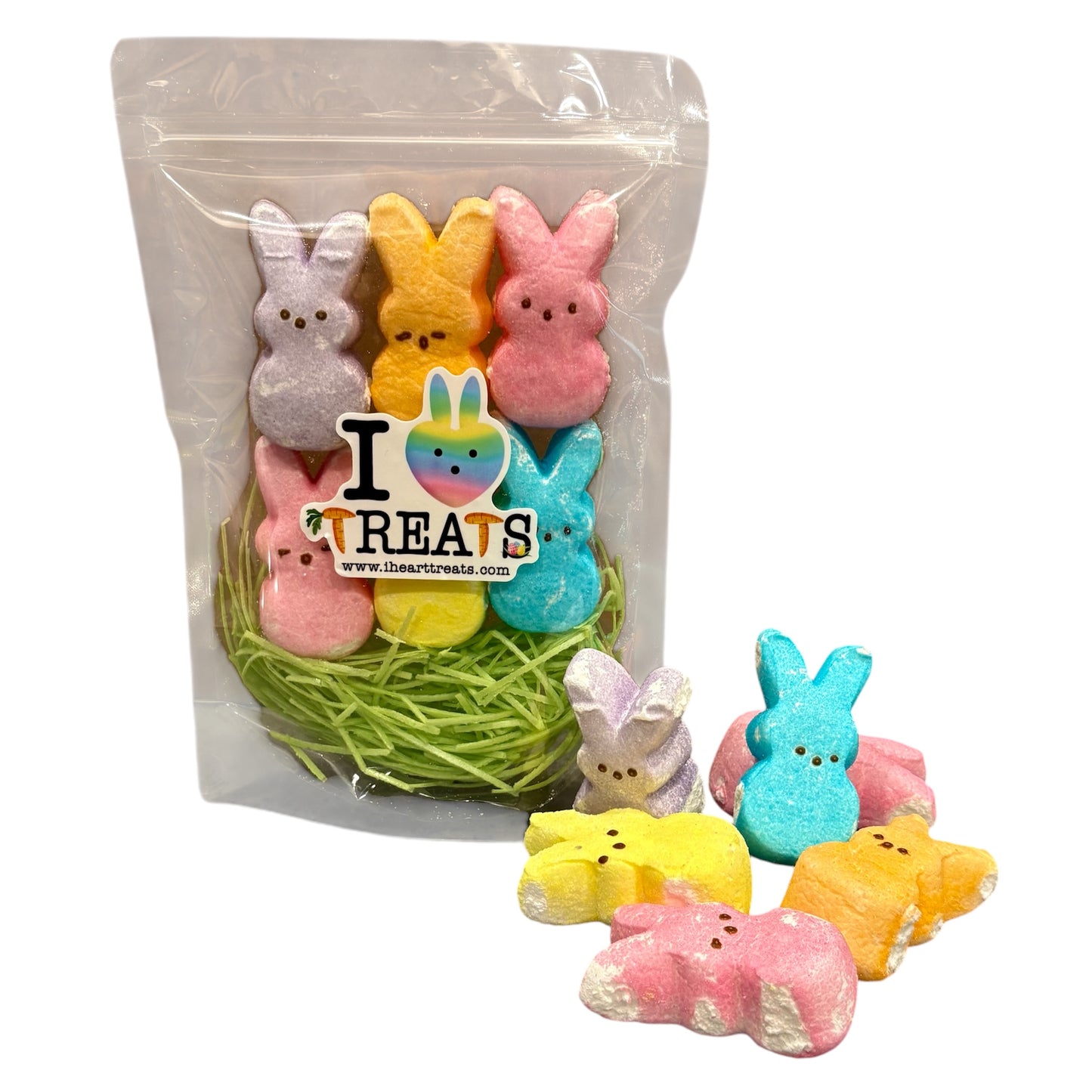 Freeze Dried Easter Peeps (6) With Edible Grass